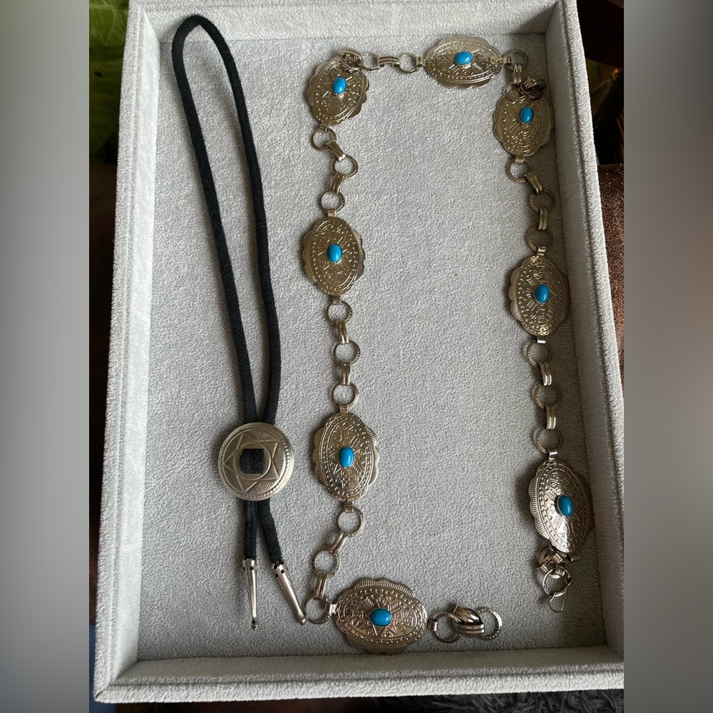Western wear bolo tie and belt